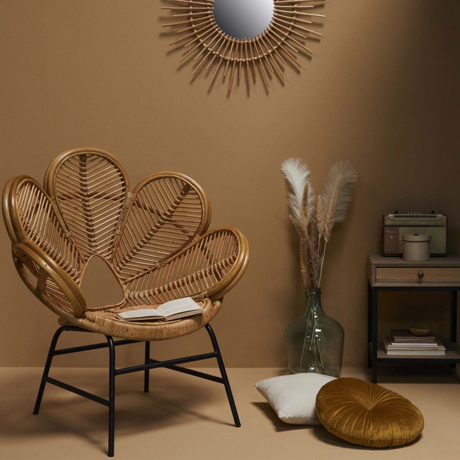 Fauteuil bohème en rotin Fleur au style naturel - Signature