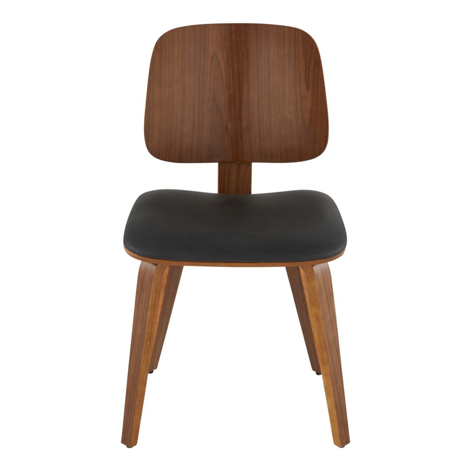 Lot de 2 chaises Brad noyer et vinyle noir - Signature Lot de 2 chaises Brad noyer et vinyle noir - Signature