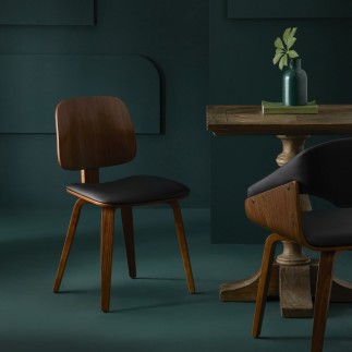 Lot de 2 chaises Brad noyer et vinyle noir - Signature