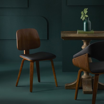 Lot de 2 chaises Brad noyer et vinyle noir - Signature