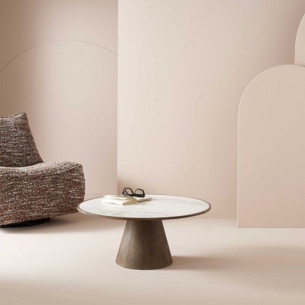 Table basse Mafra marbre blanc et chêne massif - Signature