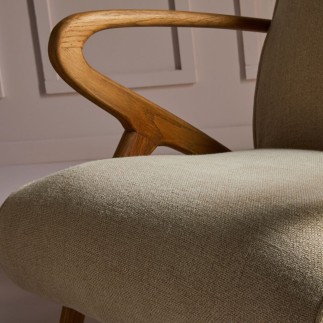 Fauteuil chêne massif et lin Jean
