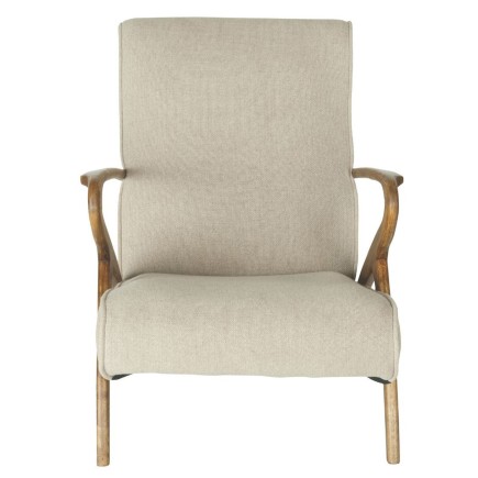 Fauteuil chêne massif et lin Jean