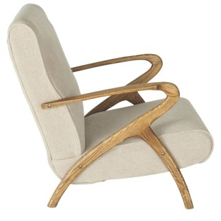 Fauteuil chêne massif et lin Jean