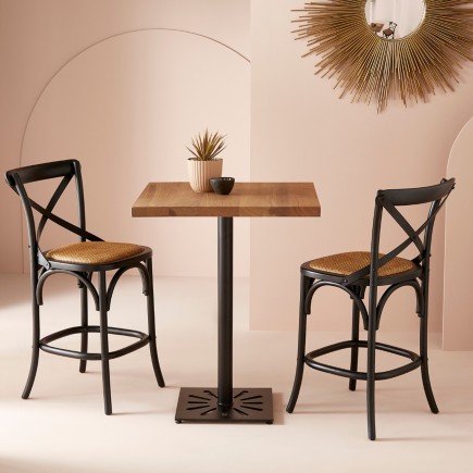 Lot de 2 chaises hautes bistrot bois noir - Signature