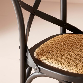 Lot 2 chaises hautes Bistrot en bois noir