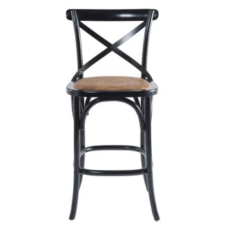 Lot 2 chaises hautes Bistrot en bois noir