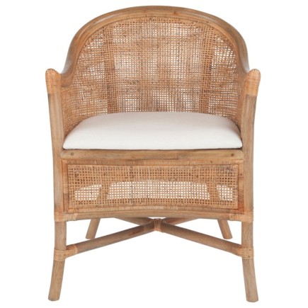 Fauteuil rotin et assise tissu Maurice