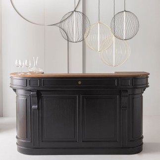 Comptoir bois Estaminet noir en acacia massif - Signature