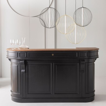 Comptoir bois Estaminet noir en acacia massif - Signature
