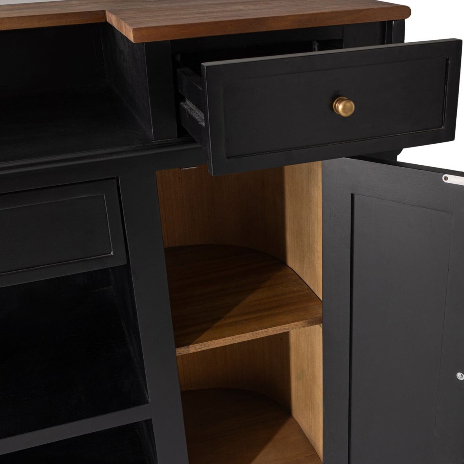 Comptoir bois Estaminet noir en acacia massif - Signature