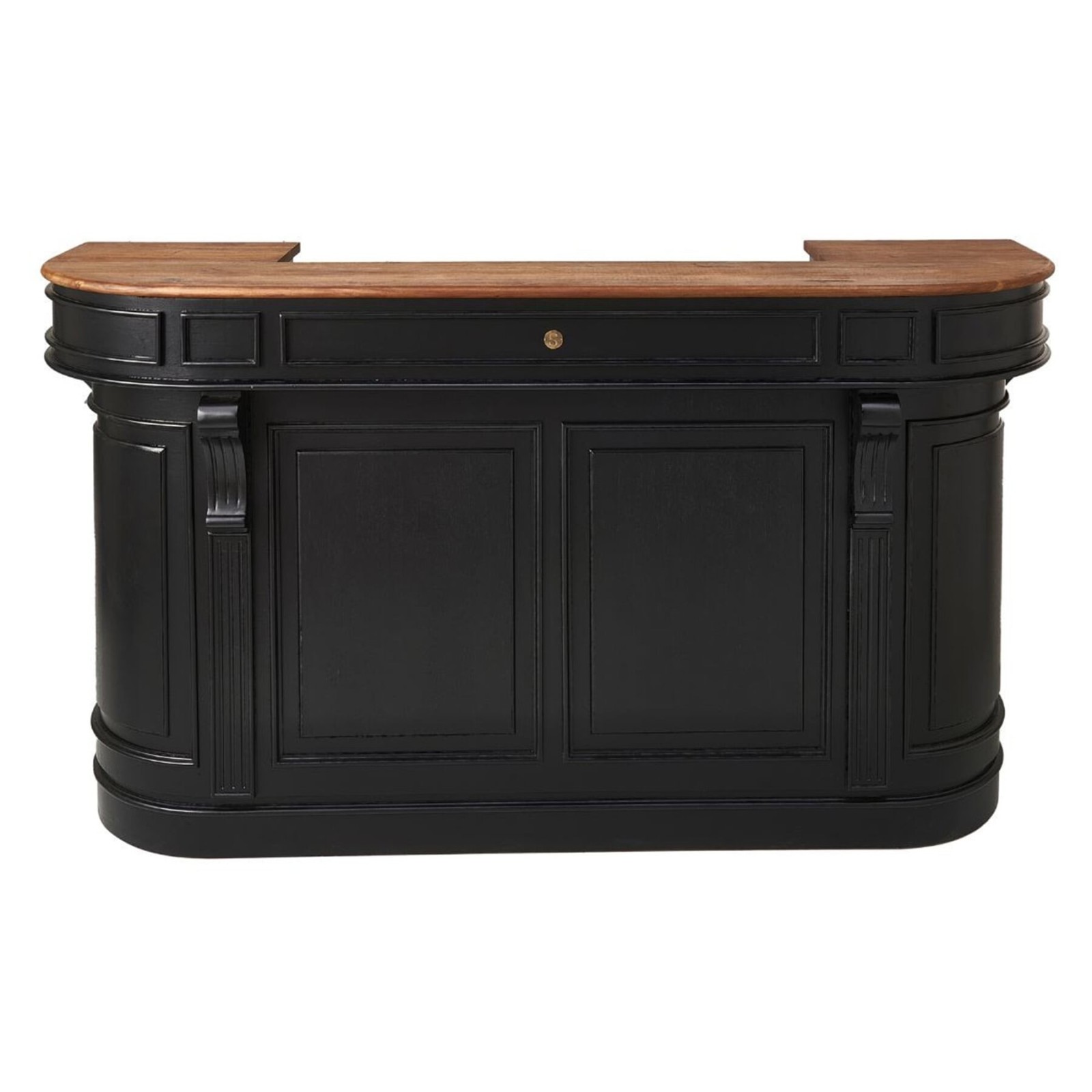 Comptoir bois Estaminet noir en acacia massif - Signature
