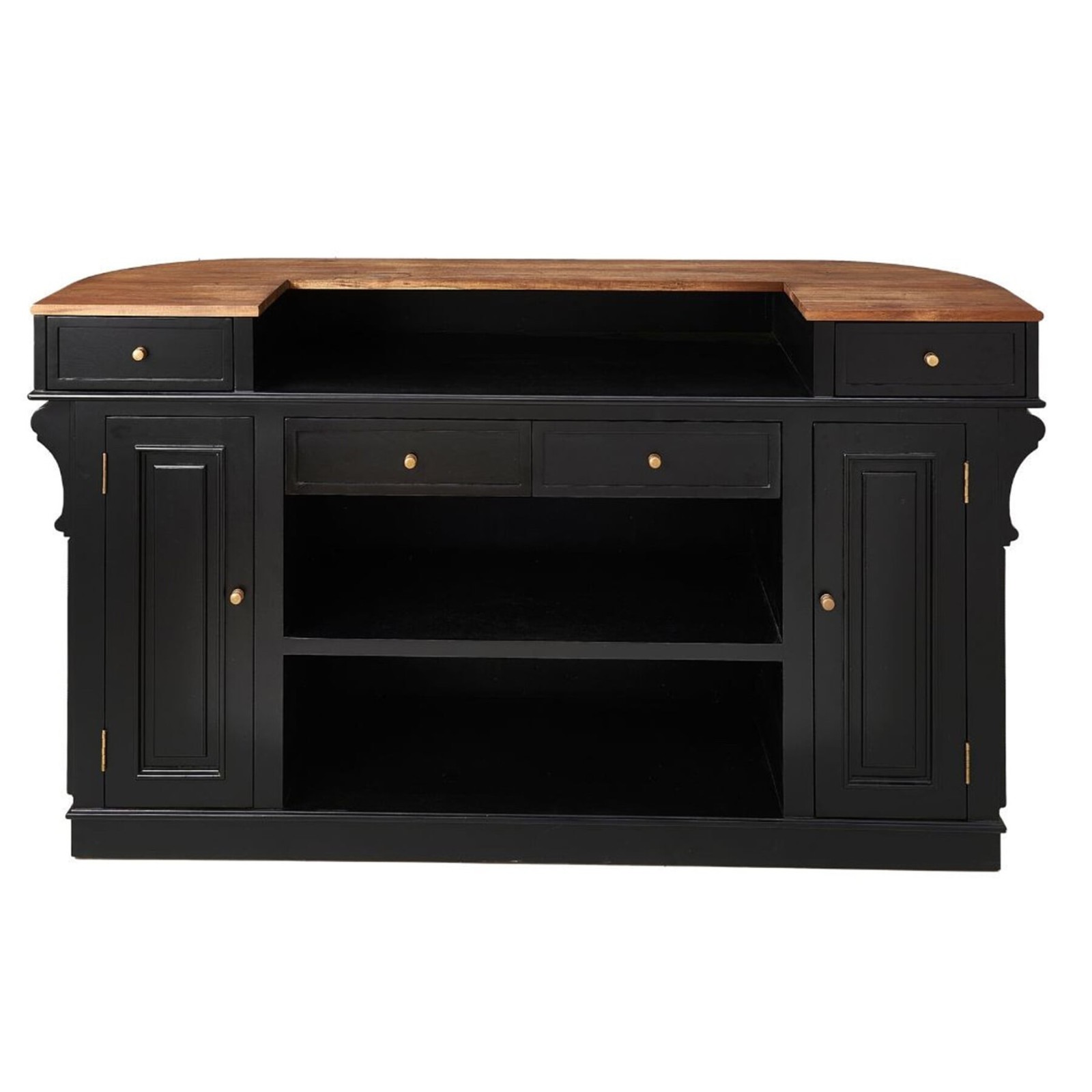 Comptoir bois Estaminet noir en acacia massif - Signature