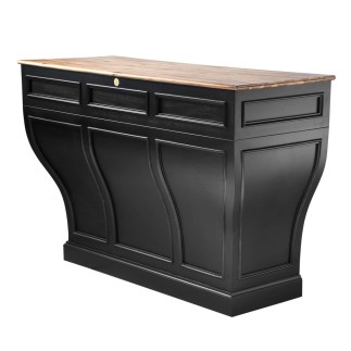 Comptoir arrondi en bois massif vieilli noir Procope
