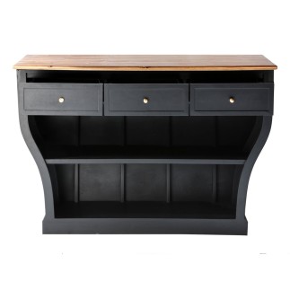 Comptoir arrondi en bois massif vieilli noir Procope