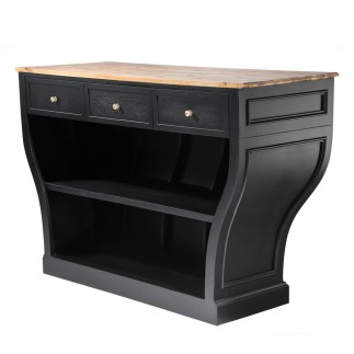 Comptoir arrondi en bois massif vieilli noir Procope
