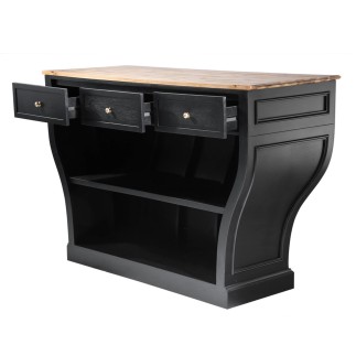 Comptoir arrondi en bois massif vieilli noir Procope