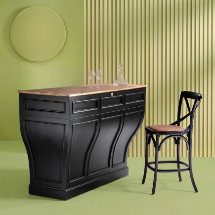 Comptoir arrondi Procope en acacia massif noir - Signature