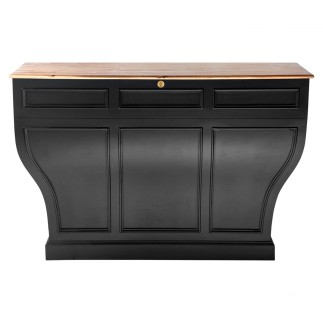 Comptoir arrondi en bois massif vieilli noir Procope