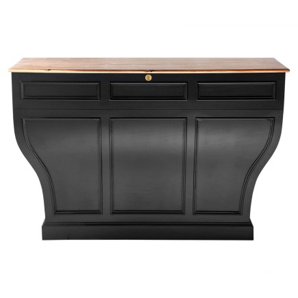 Comptoir arrondi en bois massif vieilli noir Procope
