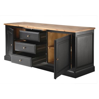 Buffet en bois massif noir Fontainebleau