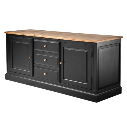 Buffet en bois massif noir Fontainebleau