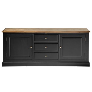 Buffet en bois massif noir Fontainebleau
