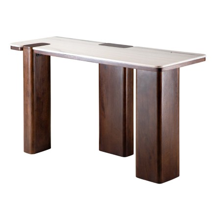 Console en bois massif et marbre Puzzle