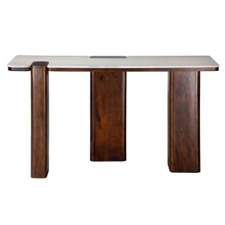 Console en bois massif et marbre Puzzle
