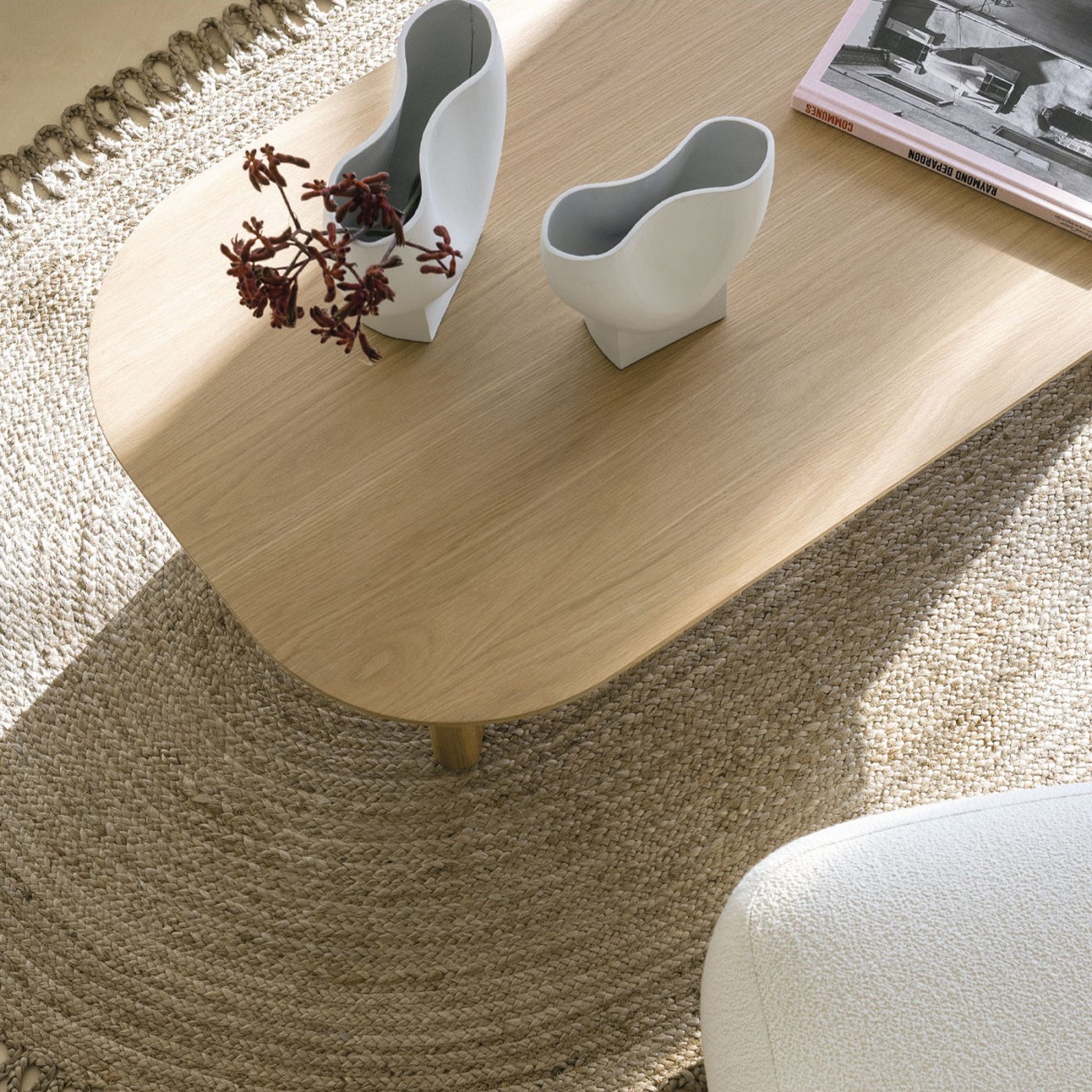 Table basse Simona en chêne clair | Blanc d’Ivoire Table basse Simona en chêne clair | Blanc d’Ivoire