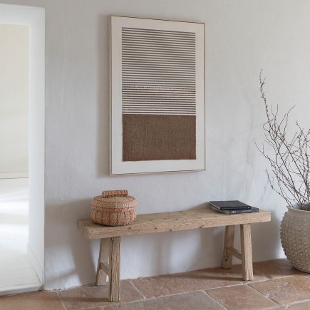 Banc Bao en orme recyclé | Blanc d’ivoire