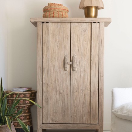 Buffet Bao en orme recyclé 4 portes | Blanc d’ivoire