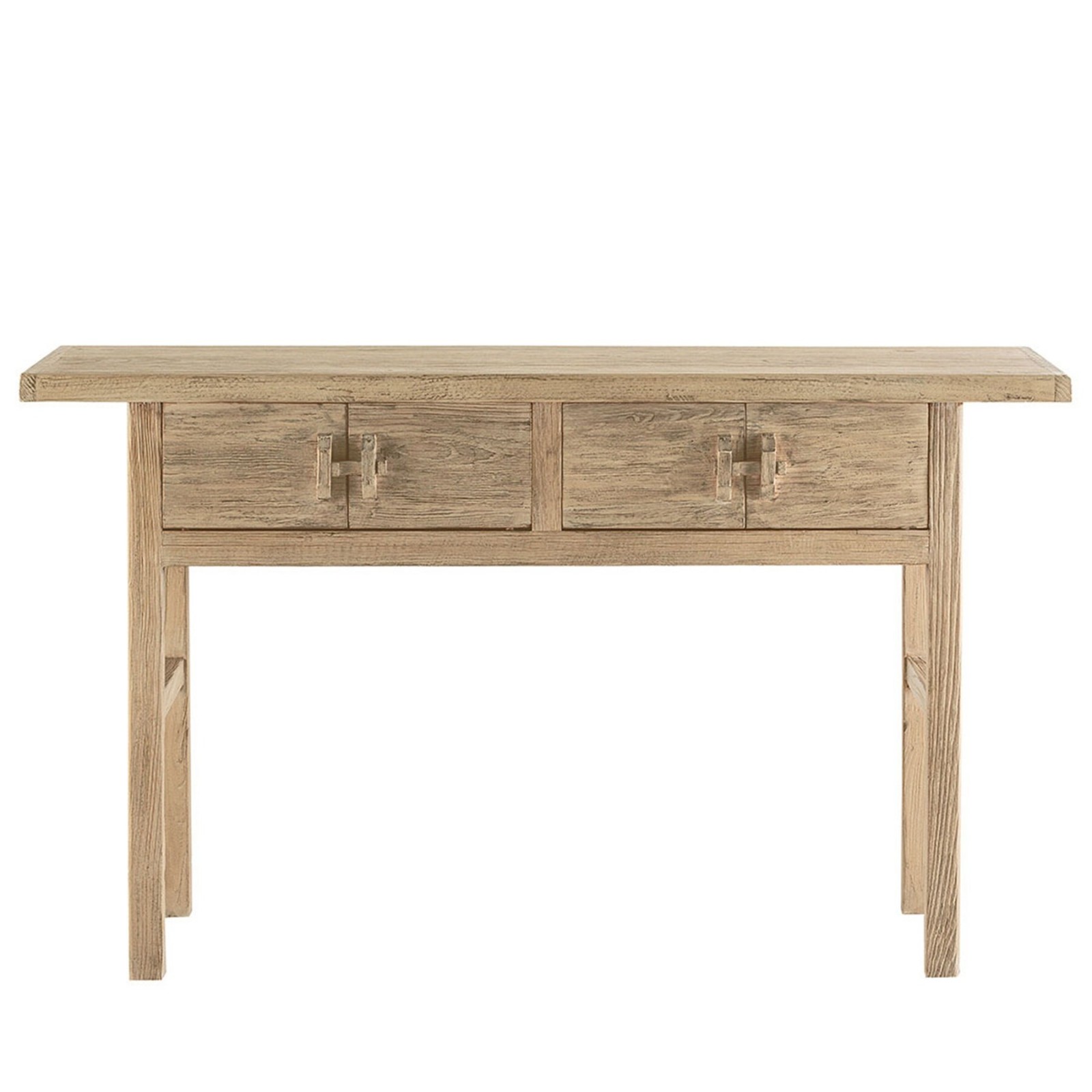 Console Bao en orme recyclé avec 2 tiroirs | Blanc d’Ivoire