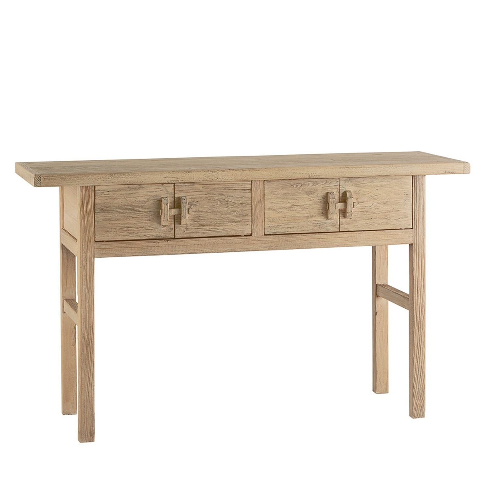 Console Bao en orme recyclé avec 2 tiroirs | Blanc d’Ivoire