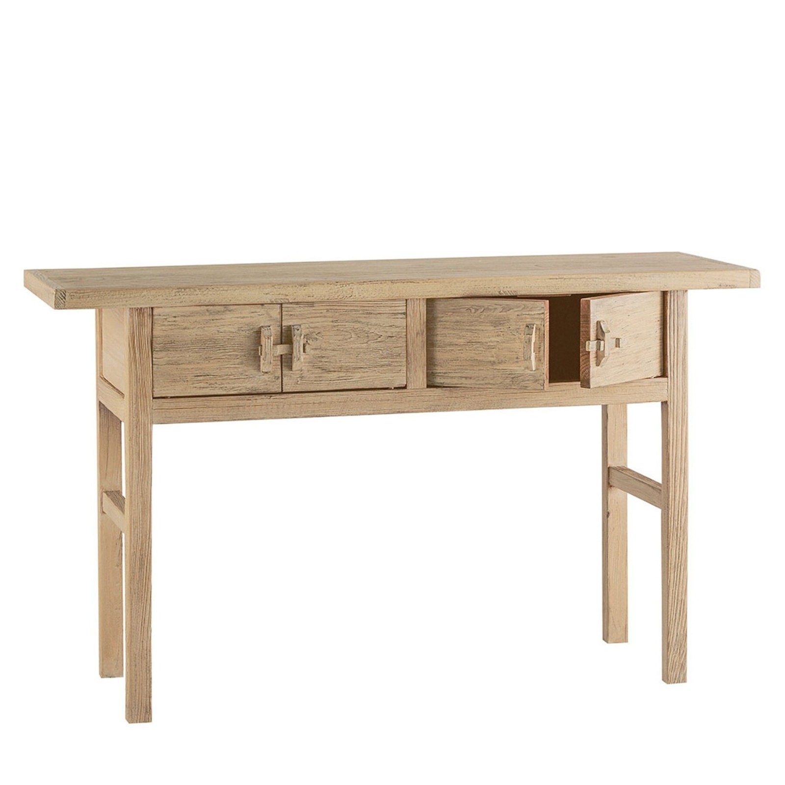 Console Bao en orme recyclé avec 2 tiroirs | Blanc d’Ivoire