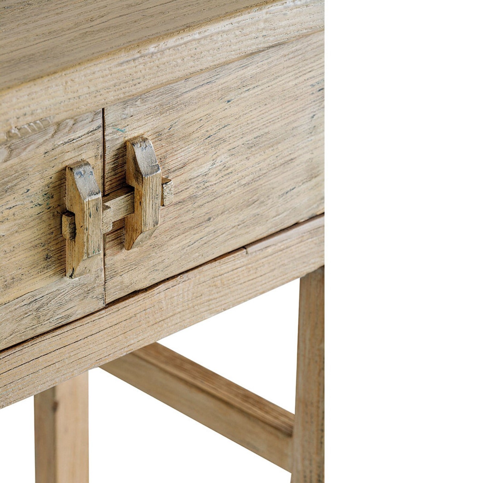 Console Bao en orme recyclé avec 2 tiroirs | Blanc d’Ivoire