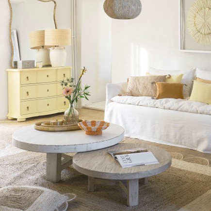 Table basse Bao en orme recyclé | Blanc d’ivoire