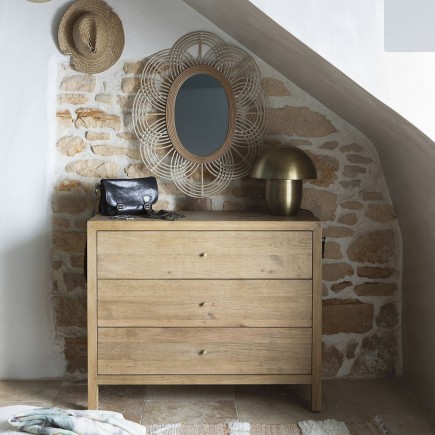 Commode Marcelle en chêne clair 3 tiroirs | Blanc d’Ivoire