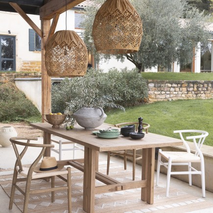 Table de repas Marcelle en chêne clair 220 cm - Blanc d'Ivoire