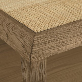 Table basse carrée en chêne et cannage Ema