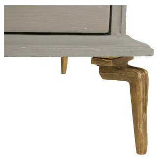 Commode 3 tiroirs en manguier patiné gris et laiton Gabrielle