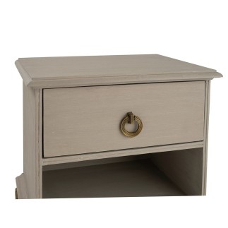 Table de chevet en bois patiné gris avec tiroir et niche Gabrielle