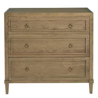 Commode 3 tiroirs en chêne patiné avec poignées cuivre Arianne