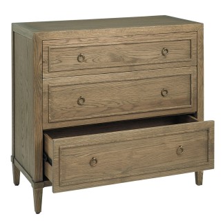 Commode 3 tiroirs en chêne patiné avec poignées cuivre Arianne