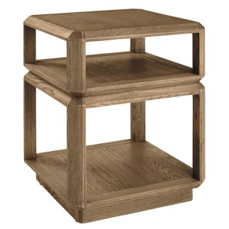 Bout de canapé en chêne avec 2 niches de rangement Mateo