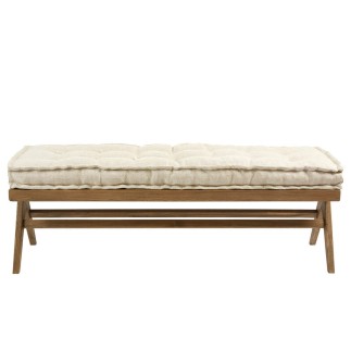 Banc en bois avec matelas en lin Mena