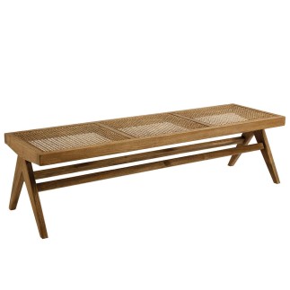 Banc en bois avec matelas en lin Mena
