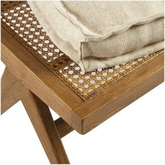Banc en bois avec matelas en lin Mena