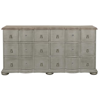 Commode 6 tiroirs en manguier patiné gris Carlotta