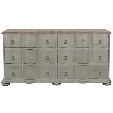 Commode 6 tiroirs en manguier patiné gris Carlotta